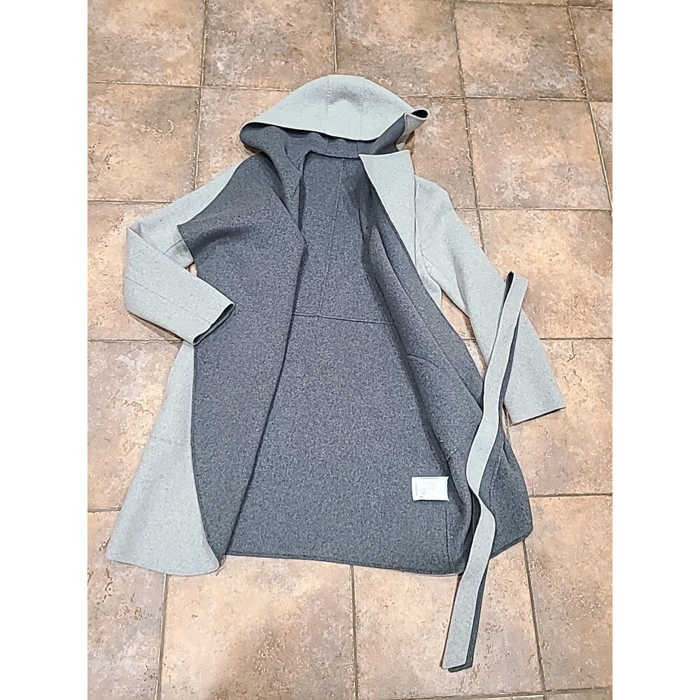 Soia & Kyo LRG.Samia gray wool-blend belted wrap Reversible/double Face coat
